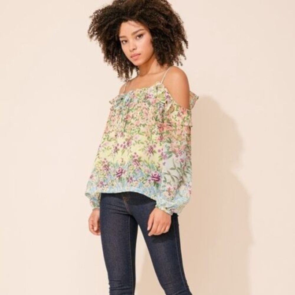 Yumi Kim Fleur Melody Adore Me Floral Print Cold Shoulder Top XS​